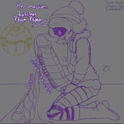 1futa beanie beanie_hat excessive_precum futa_only futanari glitch_productions huge_cock imagining masturbation murder_drones on_knees purple_eyes tamaada_requiem thinking_of_someone_else uzi_(murder_drones) v_(murder_drones) yellow_eyes