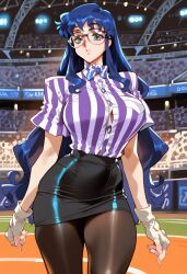 2d ai_generated big_breasts female female_focus female_only glasses kaori_yanase long_hair shirt skirt solo solo_female solo_focus tagme variable_geo