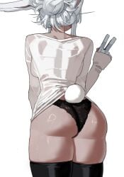 1girls ass ass ass_focus back bare_thighs big_ass big_breasts big_butt bunny_ears bunny_girl bunny_tail clothed clothing color female female_focus female_only hi_res large_breasts long_hair miruko my_hero_academia panties ratatatat74 rumi_usagiyama solo solo_female tagme thick_thighs white_hair