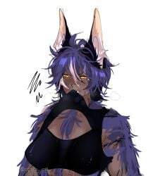 1female 1girl 1girls 2025 2d 2d_(artwork) 2d_artwork angiejm__artt argentina artist_name artist_signature artist_upload artist_watermark biting_shirt blank_background blue_hair blush breasts bust bust_portrait butch clothed dark-skinned_female dark_skin female fit fit_female fluffy fluffy_chest fur gym_clothes gym_clothing instagram_username latina lycanthrope masculine_female multicolored_fur multicolored_hair muscular muscular_female nevyra_(angiejm__artt) no_ai oc oerba_yun_fang original original_art original_artwork original_character short_hair simple_background solo steamy_breath sweat sweaty tomboy twitter_username visible_breath warewolf watermark werecanid werecanine werecreature werewolf werewolf_girl white_background wolf wolf_ears wolf_girl wolf_humanoid wolfgirl yellow_eyes