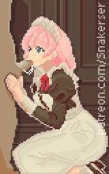 animated blowjob maid maid_dress maid_outfit maid_uniform no_sound pixel_animation pixel_art