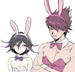 bossu bunny_ears bunnysuit danganronpa danganronpa_v3 femboy height_difference jealous male male_only momota_kaito new_danganronpa_v3 ouma_kokichi yaoi