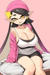 ++ 1girls 2025 agent_1_(splatoon) beanie beanie_hat big_breasts blush blushing_at_viewer breasts busty busty_female callie_(splatoon) cleavage collar collarbone cute earrings female female_focus female_only golden_earrings hat huge_breasts inkling jacket jacket_open jacket_partially_removed lap_pillow large_breasts legs light-skinned_female light_skin long_hair looking_at_viewer loose_clothes nobunagapero pale-skinned_female pale_skin png pointy_ears pretty shine shiny_skin shorts simple_background sitting smile smiling smiling_at_viewer solo solo_female solo_focus splatoon splatoon_(series) splatoon_2 splatoon_2:_octo_canyon tank_top tentacle thighs white_background