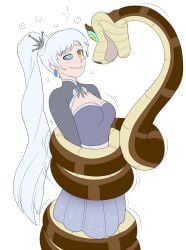 coiling dress happy_trance hypnosis kaa_eyes long_hair mind_control plsgts ponytail rwby small_breasts smile snake the_jungle_book weiss_schnee white_hair