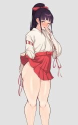 1boy big_ass boobs clothing femboy kikunojo kimono legs lifting_skirt lushhhh male male_only miko miko_outfit one_piece skirt thick_thighs trap