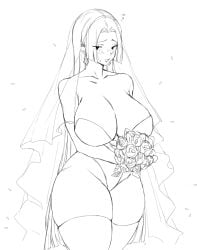 big_breasts boa_hancock female flower huge_breasts leotard long_hair lushhhh one_piece thick_thighs thighhighs wedding_attire wedding_veil