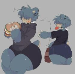 ass belly big_ass blinding_bangs burger chonk chubby chubby_femboy chubby_male ear_piercing femboy fridge hair_over_eyes huge_ass munching piercing pokemon snorlax thick_ass thick_thighs v4mp1333