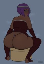 1girls ass ass_focus big_ass big_butt blue_eyes capcom color color_edit colored colored_sketch female female_focus female_only menat_(street_fighter) purple_hair short_hair street_fighter street_fighter_v