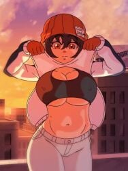 <1_second_video 1girls 4:5 animated beanie bouncing_breasts breasts cleavage edit fuuko_izumo hat large_breasts no_sound outdoors sfxsouna shirt_lift shorter_than_10_seconds shorter_than_30_seconds solo sound sound_edit sound_effects sports_bra tagme twistedgrim undead_unluck vertical_video video voice voice_acted