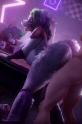 1boy1girl anthro big_ass big_breasts big_butt big_penis big_thighs five_nights_at_freddy's five_nights_at_freddy's:_security_breach fluffy from_behind from_behind_position fur human_on_anthro moaning moaning_in_pleasure nudaya roxanne_wolf_(fnaf) sex sound tagme video