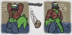 abs biceps big_biceps big_bulge big_muscles big_mustache big_penis bulge bulge_through_clothing cartoon_network clothing comic corruption erection furry glasses green_body green_skin growth hat hipster huge_bulge jeans lizard lizard_humanoid lizardman male male_focus male_only mr._gus muscle_expansion muscle_growth muscles muscular muscular_anthro muscular_arms muscular_legs muscular_male muscular_thighs penis possessed possession request sequence t-shirt tail thick_penis tight_clothes tight_clothing tight_pants tight_shirt transformation transformation_sequence uncle_grandpa