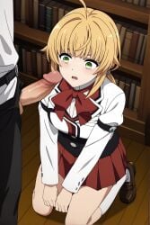 ai_generated blonde_hair blowjob brother_and_sister female_focus incest large_penis licking_penis mushoku_tensei mushoku_tensei:_isekai_ittara_honki_dasu nahito norn_greyrat oral oral_sex pov school_uniform schoolgirl sucking_penis