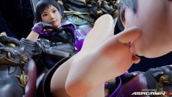 2girls asagamiyo barefoot feet feet_on_face female female_only femdom foot_fetish licking_foot ling_xiaoyu reina_mishima sucking_toes tekken tekken_8 yuri