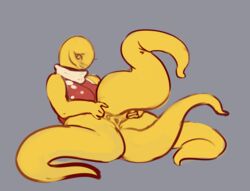 anthro anus blush breasts female grey_background live_for_the_funk nintendo pokemon pokemon_gsc presenting presenting_anus presenting_pussy pussy shuckle simple_background solo spread_anus spread_legs spreading tentacle yellow_body