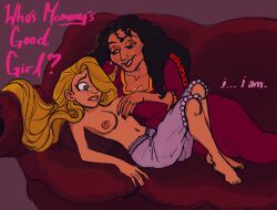 2girls age_difference black_hair blonde_female blonde_hair boob_grab disney disney_channel disney_princess fully_clothed good_girl incest mommy mommy_dom mommy_kink mother_and_daughter mother_gothel nervous parental_incest rapunzel rapunzel_(tangled) redgoateyez shirtless tangled tangled:_the_series underwear_only white_female yuri