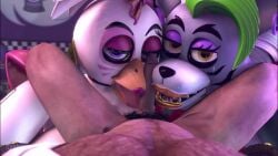 1girls 2girls 3d 3d_(artwork) 3d_animation animated animatronic animatronic_female anthro artist_name ball_lick big_breasts bigger_female bow chicken cock_worship collaborative collaborative_fellatio collaborative_licking domination eyebrows eyeliner first_person_view five_nights_at_freddy's five_nights_at_freddy's:_security_breach furry glamrock_chica_(fnaf) gold_lipstick group_sex gynoid human_on_anthro large_breasts larger_female licking licking_balls licking_penis lipstick looking_at_viewer loop looping_animation love lowres lying male_human/female_anthro male_on_anthro male_pov naughty_face no_sound oral oral_sex penis_lick pink_eyes pink_lipstick pov punk_girl purple_body rayhuma robot robot_girl roxanne_wolf_(fnaf) scottgames seductive seductive_eyes seductive_look sex sfm short_playtime size_difference slut source_filmmaker steel_wool_studios tagme threesome tongue tongue_out video video_game_character video_games watermark white_body wolf_girl worship yellow_eyes