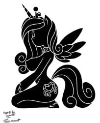 1girls black_and_white my_little_pony princess_cadance_(mlp) silhouette solo timmy22222001