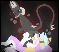 2025 4_fingers ambiguous_gender anal anthro anus ass backsack balls beltempest black_sclera blue_eyes blush bodily_fluids canid canid_demon canine canis dated demon domestic_dog duo eyewear facesitting female_(lore) fingers fur genitals glasses graedius_(artist) grin hellhound horn lying male male/ambiguous male_facesitting_female mammal mythological_canine mythological_creature mythology nude on_back oral outline red_outline rimming sex shaking sharp_teeth signature sitting_on_another smile sweat tail tail_motion tailwag teeth trembling willowfox55 yellow_eyes