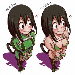 1girls bikini blush bodysuit boots female_only green_bodysuit hero_outfit_(mha) magion02 my_hero_academia skin_tight solo solo_female solo_focus tsuyu_asui