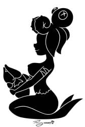 1girls black_and_white cala_maria cuphead_(game) silhouette solo timmy22222001