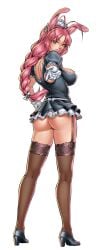 female harem_manager hentai_heroes hentai_heroes_character maid_uniform no_background pink_eyes pink_hair presenting_ass tsundere video_game_character white_body