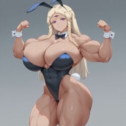 ai_generated civitai cutesexyrobutts_(style) eupha huge_breasts metaphor:_refantazio multiple_eyes muscular muscular_female playboy_bunny seductive_smile thick_thighs three_eyes