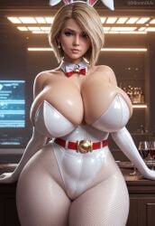 1girls ai_generated bare_shoulders belt belt_buckle blonde_hair blue_eyes breasts bunny_ears bunny_girl bunnysuit busty cleavage clothed clothed_female dc dc_comics detached_collar detached_sleeves elbow_gloves fishnet_legwear fishnet_pantyhose fishnets fit_female gloves huge_breasts karen_starr latex minomixai playboy_bunny power_girl shiny_clothes shiny_skin short_hair skin_tight solo solo_focus superhero superheroine thick_thighs thighs tight_clothing voluptuous voluptuous_female