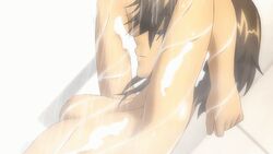 animated ass breast_rest breasts brown_hair dark_skin female lowres muv-luv muv-luv_alternative muv-luv_alternative_-_total_eclipse nipples nude purple_eyes shower soap tarisa_manandal thighs total_eclipse