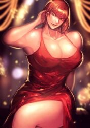 accessories big_breasts dress earings huge_breasts marisa_rossetti muscular_female piercings red_dress red_hair ring street_fighter street_fighter_6 zmnjo1440