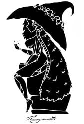 1girls black_and_white elden_ring ranni_the_witch silhouette solo timmy22222001