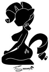 1girls black_and_white my_little_pony rarity_(mlp) silhouette solo timmy22222001