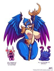 2girls alternate_version_available amulet angry annoyed anthro armor ass avian beak big_breasts big_butt bird blazbaros blush blush_stickers bracelet bracers breasts chaos_daemon chaos_god chaos_goddess clothed clothing completely_nude corset daemon_of_tzeentch deity demon dialogue english_text exposed female gem jewelry lord_of_change naked necklace non-mammal_breasts possible_futanari simple_background slaanesh speech_bubble staff text thick_thighs topless tzeentch warhammer_(franchise) warhammer_40k white_background wide_hips wings