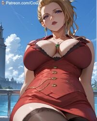 1girls ai_assisted ai_generated big_breasts coug cougwe final_fantasy_vii final_fantasy_vii_remake scarlet_(ffvii) stable_diffusion