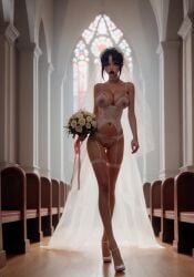 ai_generated animated black_hair black_lipstick bouquet bride church goth goth_girl heels jenna_ortega see-through see-through_clothing sgrodolo tagme video walking wedding wedding_dress wedding_veil wednesday_addams