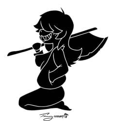 1girls black_and_white deltarune silhouette solo susie_(deltarune) timmy22222001 undertale