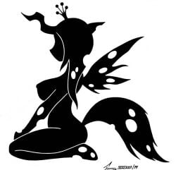 1girls black_and_white my_little_pony queen_chrysalis_(mlp) silhouette solo timmy22222001