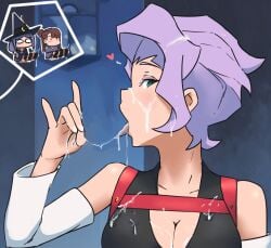 1girls 2024 2futa atsuko_kagari blowjob_gesture censor_bar censored censored_penis croix_meridies cum female heart little_witch_academia oksandio tongue tongue_out ursula_callistis