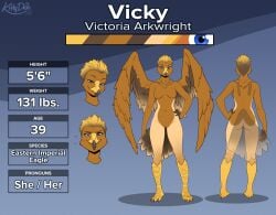 2026 accipitrid accipitriform anthro areola ass avian beak biped bird breasts claws digital_drawing_(artwork) digital_media_(artwork) eagle feathers feet female fingers front_view genitals hair hi_res kittydee looking_at_viewer model_sheet navel nipples nude nude_anthro nude_female rear_view smile solo standing tail toes vulva