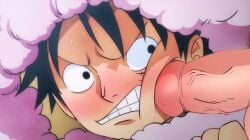 1boy ass_focus awaiting balls bamboopineapple big_ass black_hair butt_focus gripping_sheets huge_ass looking_at_viewer looking_back looking_back_at_viewer male male_only monkey_d_luffy one_piece presenting presenting_hindquarters solo