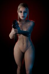 1girls 3d ak_platform alexa_bliss areolae blender blonde_hair breasts casual enigmaj female female_focus female_only firearm gun holding_gun hourglass_figure human looking_at_viewer nipples nude_female pale_skin pointing_gun_at_viewer red_lipstick rifle weapon wide_hips wwe wwe_diva