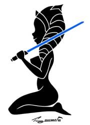 1girls ahsoka_tano black_and_white silhouette solo star_wars timmy22222001