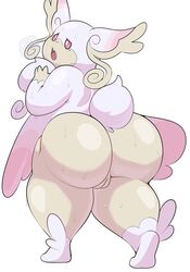 1girls ass audino back big_ass big_butt eroborus fairy female female_only fur furry furry_only hi_res looking_at_viewer looking_back mega_audino mega_evolution nintendo nude open_mouth pink_eyes pink_fur pokémon_(species) pokemon pussy red_eyes slightly_chubby solo standing sweat tail thick_thighs tongue video_games wet white_fur wide_hips