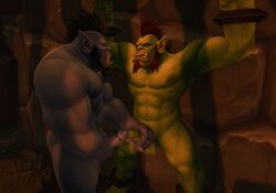 3d balls bondage erection frottage gay male_only orc penis penis_size_comparison rohanhunt warcraft