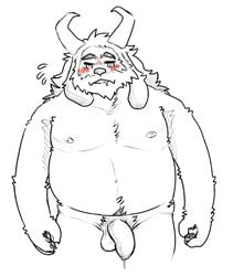 1boy 2d anthro anthro_male anthro_only asgore_dreemurr balls blush caprine flaccid furry furry_male furry_only goat hotoshuken humanoid humanoid_male humanoid_only humanoid_penis long_foreskin male male_only mammal mammal_humanoid nipples nude obese overweight penis precum simple_background solo standing uncut undertale undertale_(series) video_games