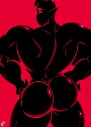 back_view bara beefy_demon_acc bubble_butt demon ethan_(beefy_demon_acc) gay looking_back looking_back_at_viewer male muscular muscular_male shiny_ass