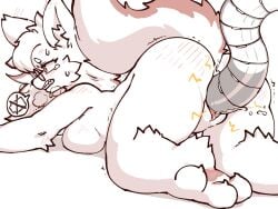 2024 all_fours anthro ass bodily_fluids breasts canid canine claws digital_drawing_(artwork) digital_media_(artwork) ear exhausted eyelashes eyewear female fluffy fluffy_tail from_behind_position genital_fluids genitals glasses inner_ear_fluff low_battery machine macon_maro mammal metal_tentacles nude pawpads paws penetration pink_pawpads questionable_consent rear_view red_eyes redstone_(puzzledtree4005) sex simple_background solo sweat tail tentacle tentacle_in_vagina tentacle_penetration tentacle_sex tuft vaginal_fluids vaginal_penetration vaginal_penetration vulva wearing_glasses white_background white_body