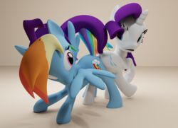 2017 3d anatomically_correct anus ass equine friendship_is_magic horse mammal my_little_pony pony puffy_anus pussy rainbow_dash_(mlp) rarity_(mlp) straight_hair thecomet