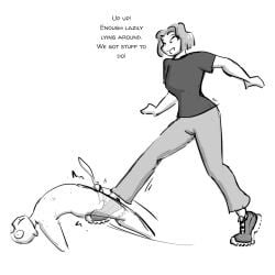 2d ballbusting ballbusting_induced_orgasm ballbusting_orgasm celera_prime cum cumming cumming_from_ballbusting dominant_female ejaculating ejaculating_cum ejaculation erection female femdom larger_female male pain sketch smaller_male submissive_male