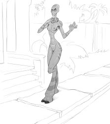 alien alien_girl black_and_white enf female flower_necklace ghostgallora grand_councilwoman nude nude_female public_nudity