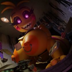 3d 3d_(artwork) animatronic animatronic_female animatronic_girl big_boobs big_breasts blender boobs breasts female female_focus female_only five_nights_at_freddy's five_nights_at_freddy's_2 giant_female giant_woman giantess heart-shaped_pupils huge_toy_chica large_boobs large_breasts looking_at_viewer loving_gaze lustful_gaze macro macro_female mikesmike mini_giantess pov robot robot_girl smile smiling smiling_at_viewer solo solo_female solo_focus toy_chica_(fnaf) toy_chica_(love_taste) yandere